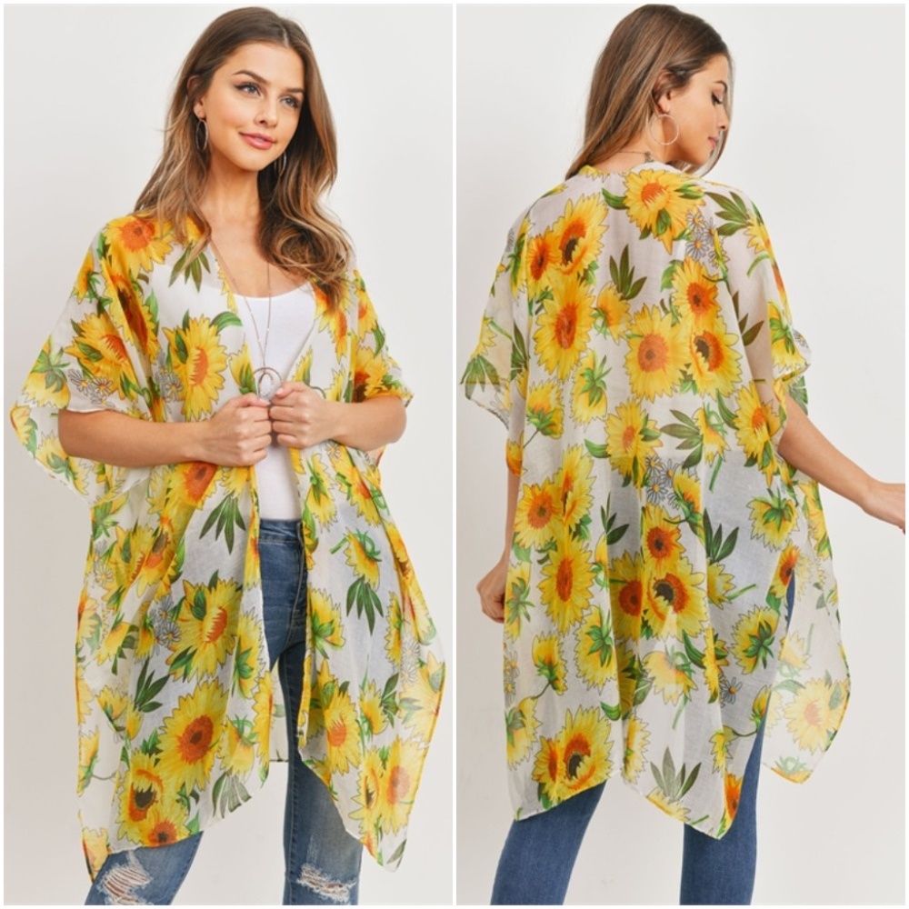 Sunflower print Kimono